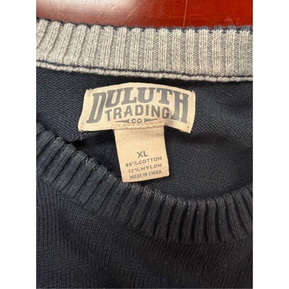 Duluth Trading Co. Navy & Burgundy Stripe Crew Neck Sweater sz XL EUC - Picture 7 of 7